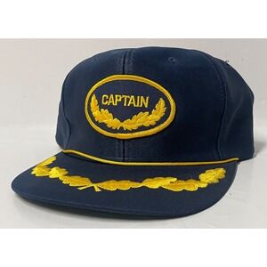 CAPTAINS CAP  BLUE YELLOW SIZE MEDIUM LARGE WITH LEAFS